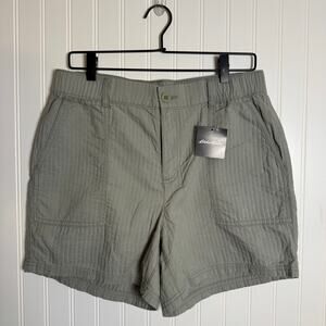 Eddie Bauer Packable Dobby Stripe Sage Hiking Shorts Women’s Size 8 NWT